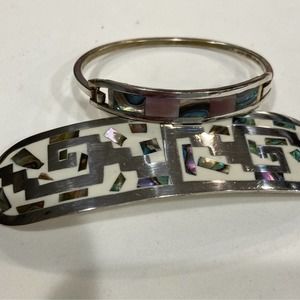 Alpaca Sterling Silver Abalone Shell Inlay Set